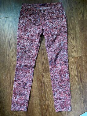 prAna Trinity Organic Cotton Paisley Corduroy Skinny Pants Size 2